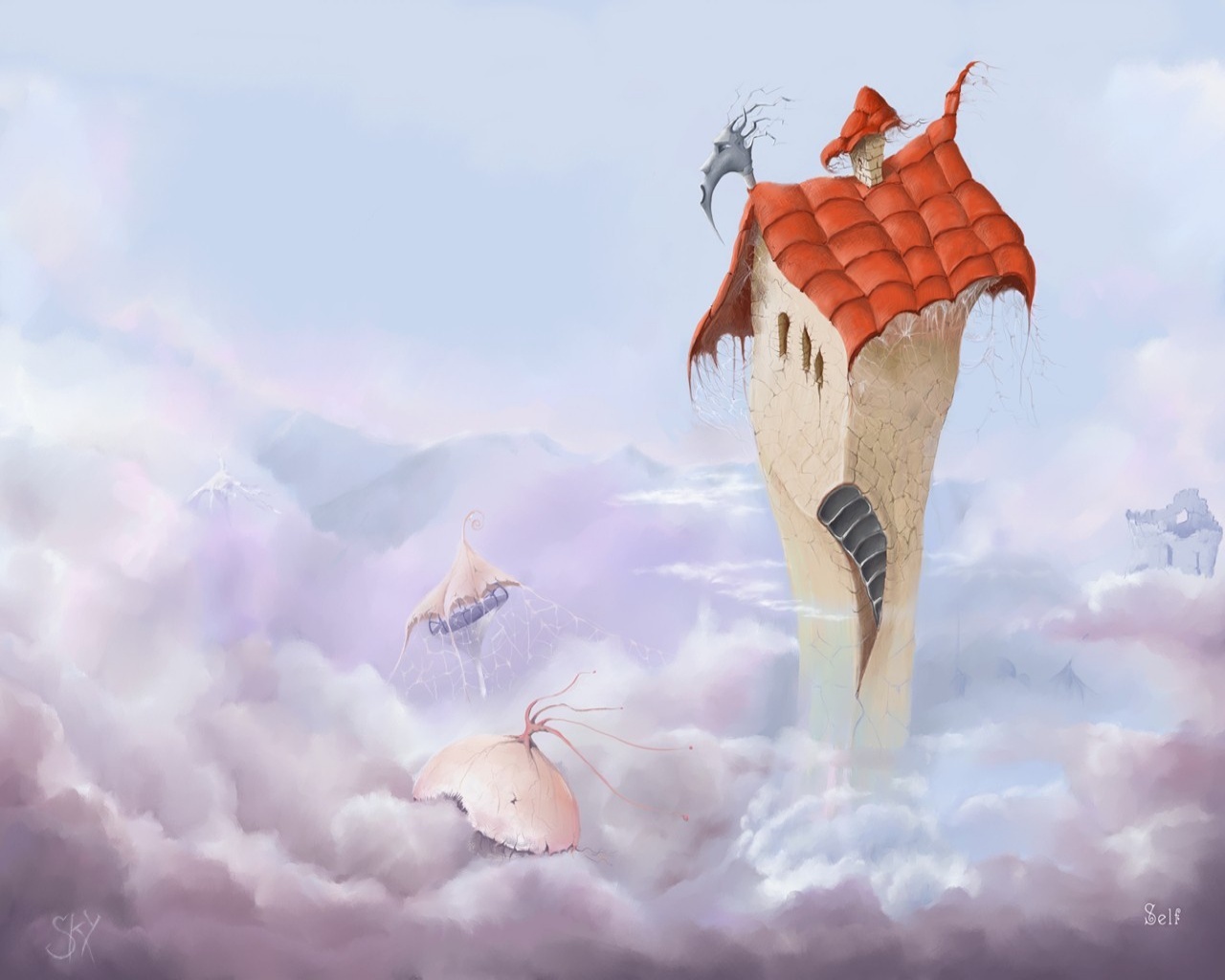 Дом летающий в небе
